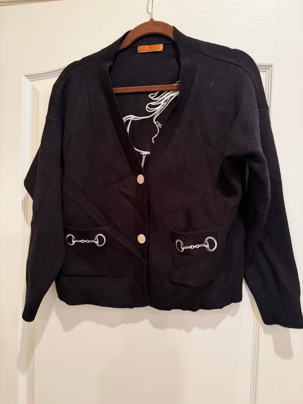 Bellini Equestrian Black Women's Cardigan with Silver Bit Detail